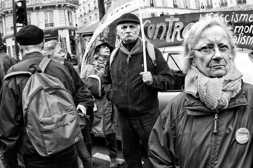 Paris - Labor day demonstration between Place de la République et Place Léon Blum 01-05-2015 #-36 (travaillée) N&#38;B